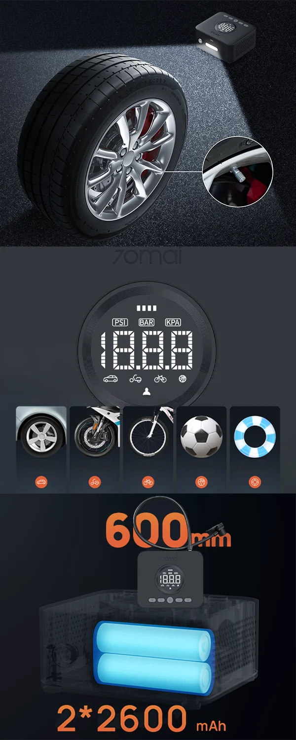 70mai Wireless 2 TP07 pompuje opony bez kabli